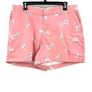 Lane Bryant‎ Size 14 Pink Chino Shorts Ditsy Floral Print with Pockets Zip Hook